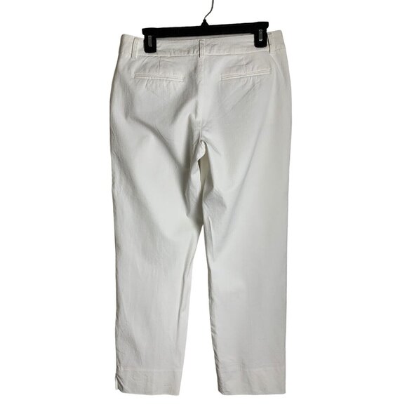 Halogen Womens Sz 4 S Capri Stretch Crop Pants Cotton Mid Rise White 6949 - Picture 4 of 7